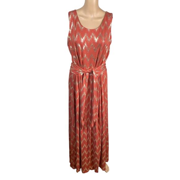 Soft Surroundings NEW Alassandra Chevron Gold Zig Zag Maxi Dress SZ L - Picture 3 of 9